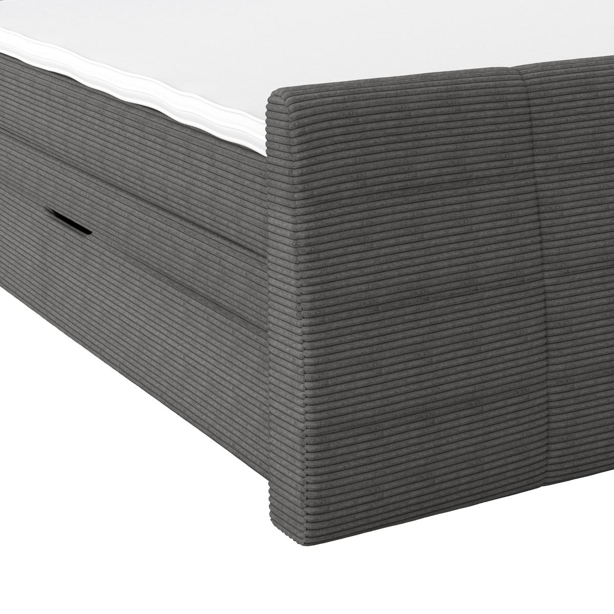 Boxspringbett Libra - Dunkelgrau/Schwarz, KONVENTIONELL, Textil (160/200cm)