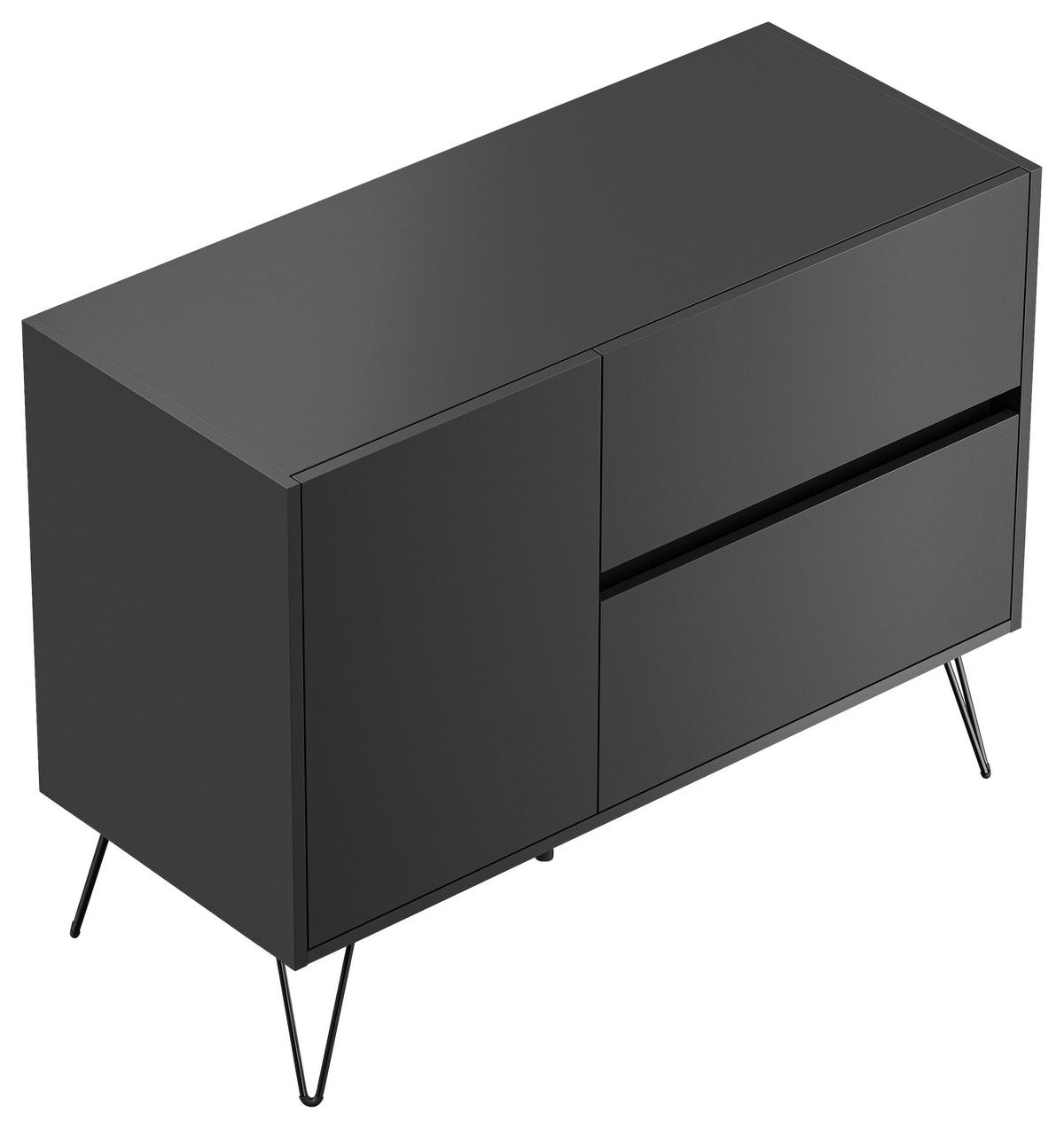 Sideboard Posseik Industrial Graphitfarben B: 99 cm - Schwarz/Graphitfarben, Design, Holzwerkstoff (99/75,8/42cm) - P & B