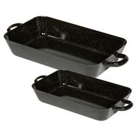 Auflaufform Eisen 2-Er Set Profi B/T: 29/18 cm - Schwarz, KONVENTIONELL, Metall - Riess
