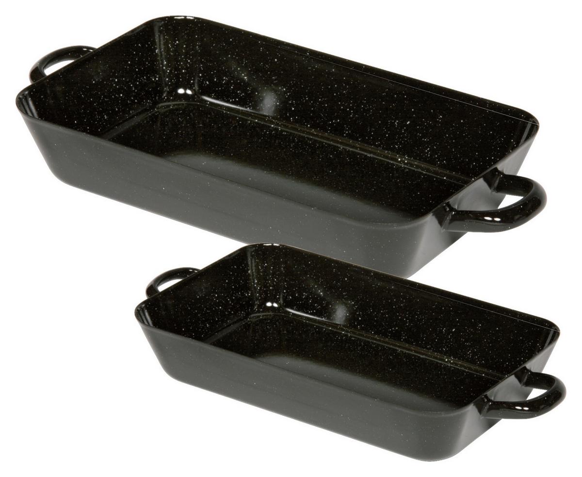 Auflaufform Eisen 2-Er Set Profi B/T: 29/18 cm - Schwarz, KONVENTIONELL, Metall - Riess