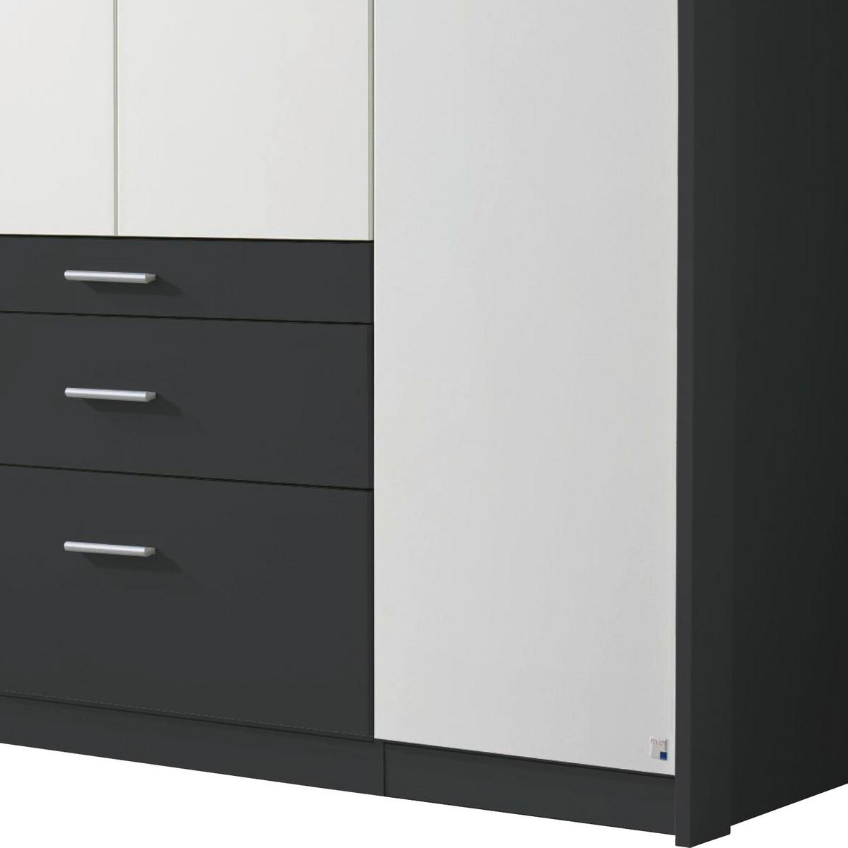 Drehtürenschrank Mit Laden 185cm Hildesheim, Weiß/grau - Weiß/Grau, Design, Holzwerkstoff (185/231/56cm) - Rauch Möbel