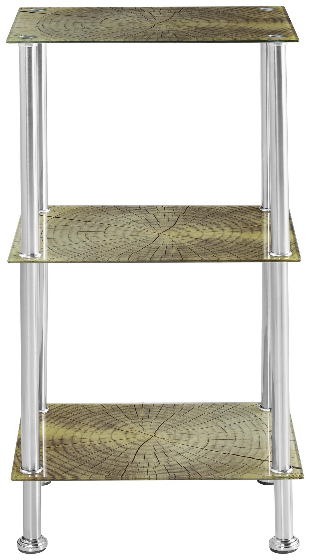 Regal mit Glasfächern Bedruckt Glare B 40cm, Edelstahl/Braun - Edelstahlfarben/Braun, MODERN, Glas/Metall (40/70/30cm) - Luca Bessoni