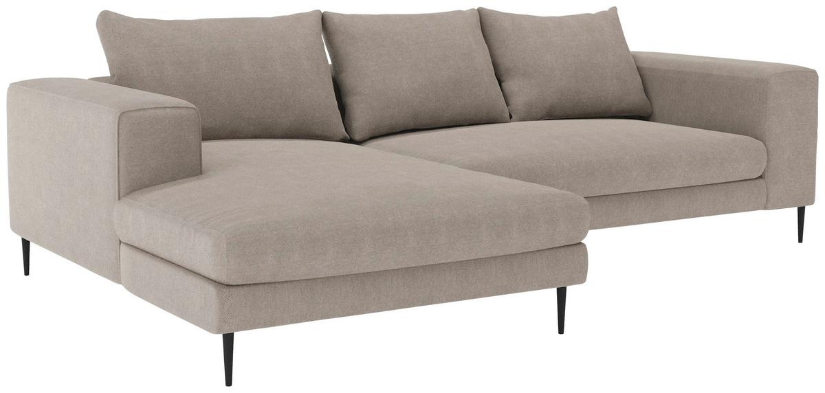 Ecksofa Aurora II - Taupe/Schwarz, MODERN, Textil (170/275cm) - Trendmanufaktur
