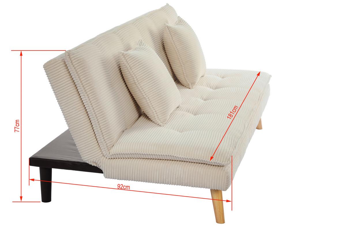 Schlafsofa Passau Weiß B: 181 cm - Schwarz/Weiß, Basics, Holz/Textil (181/77/92cm) - P & B