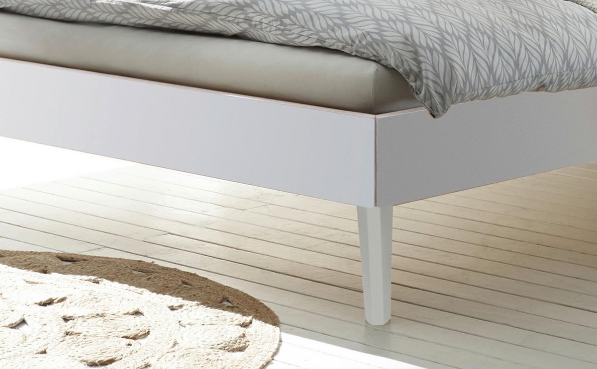 Bett Pesaro Mit Gepolstertem Kopfteil 160x200 - Weiß, Design, Holzwerkstoff/Textil (160/200cm) - Hasena