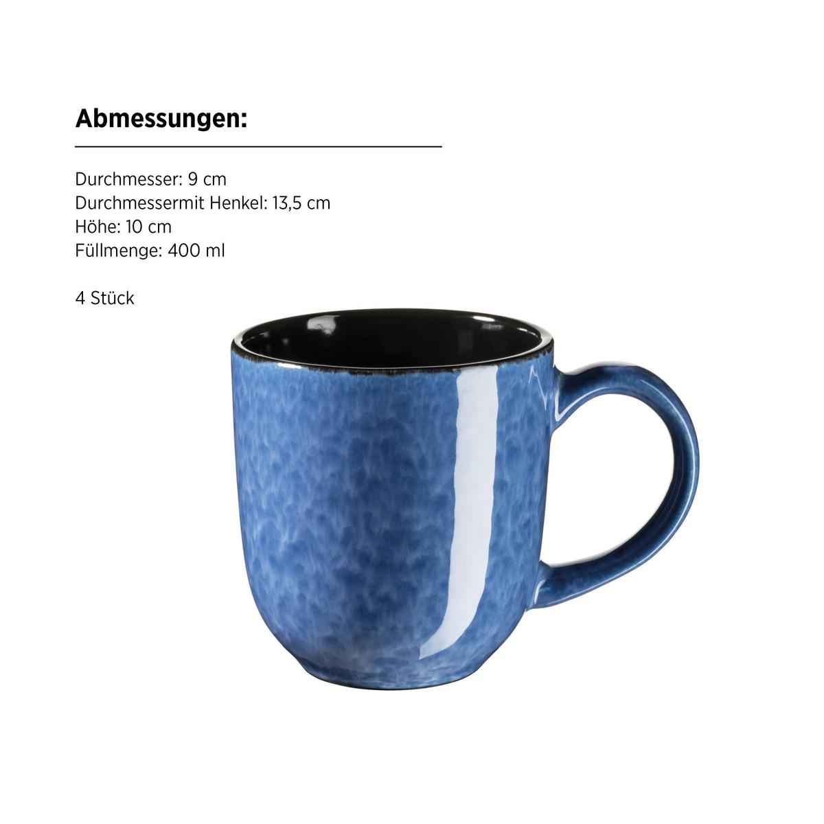 Kombiservice Flippa Steinzeug 4 Personen Geschirr Set - Blau, Trend, Keramik - Mäser