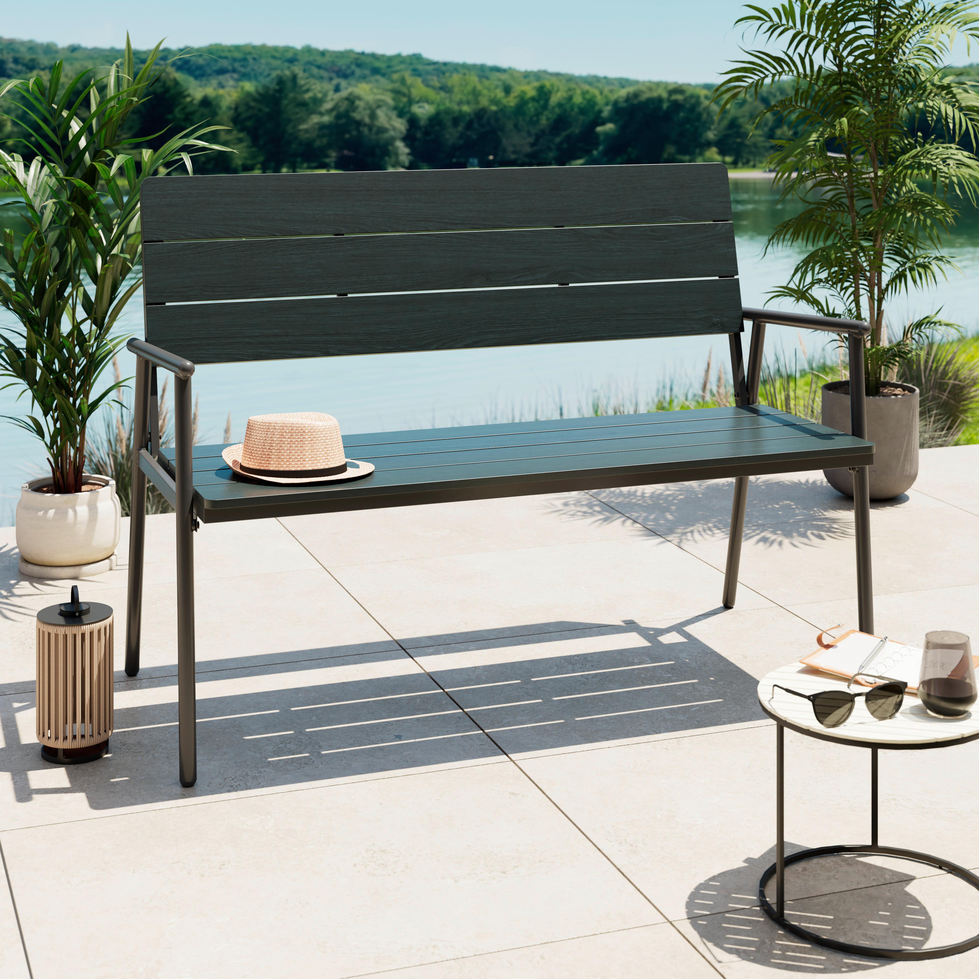 Gartenbank Marbella - Schwarz, MODERN, Kunststoff/Metall (116/58/85cm) - Beldano