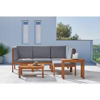 TERASOVÁ SEDACÍ SOUPRAVA LIOU - tmavě šedá/barvy akácie, Moderní, dřevo/textil (70/50/30cm) - Modern Living