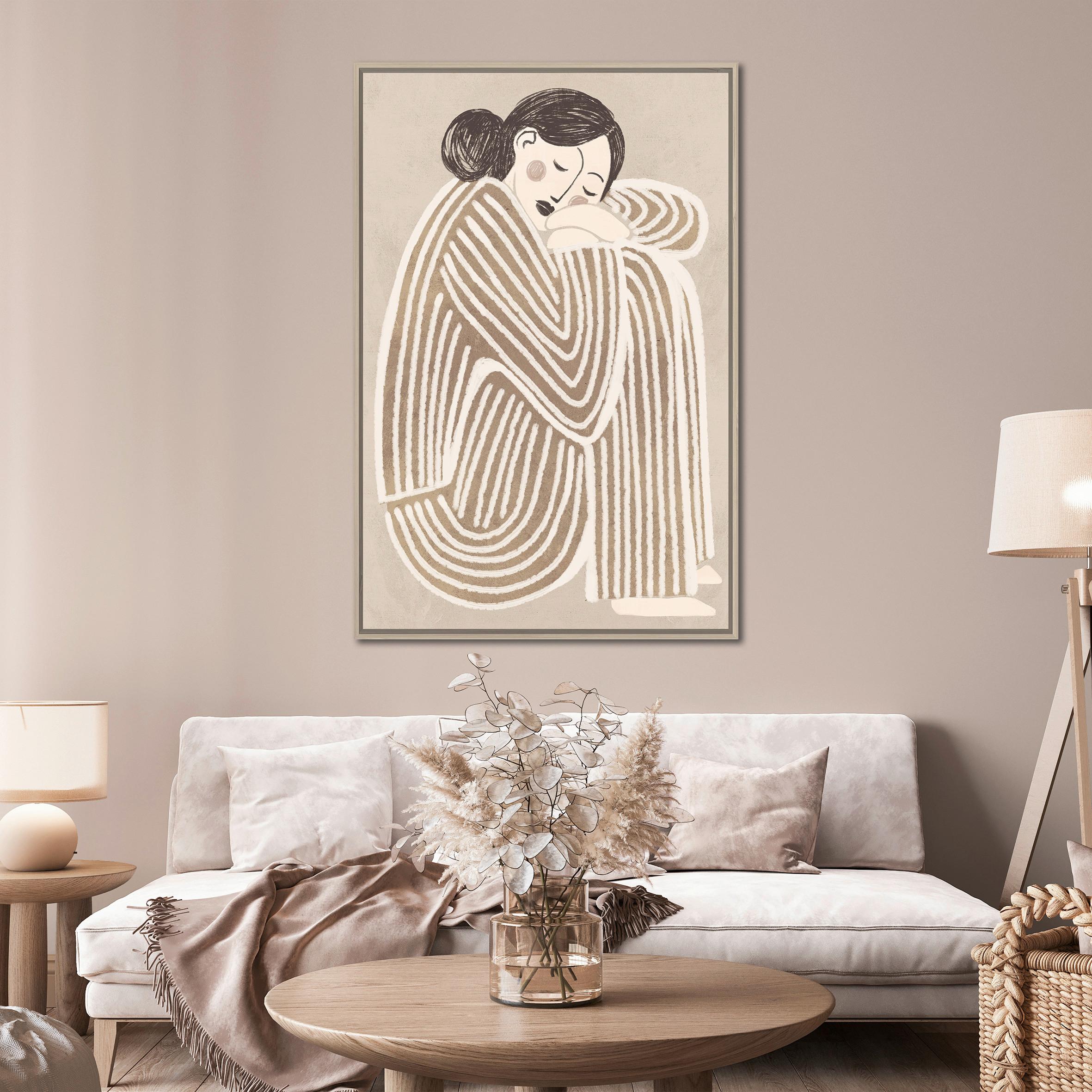 Obraz na plátně LOTTA, 60x90cm - černá/přírodní barvy, Moderní, kompozitní dřevo/textil (60/90cm) - Premium Living