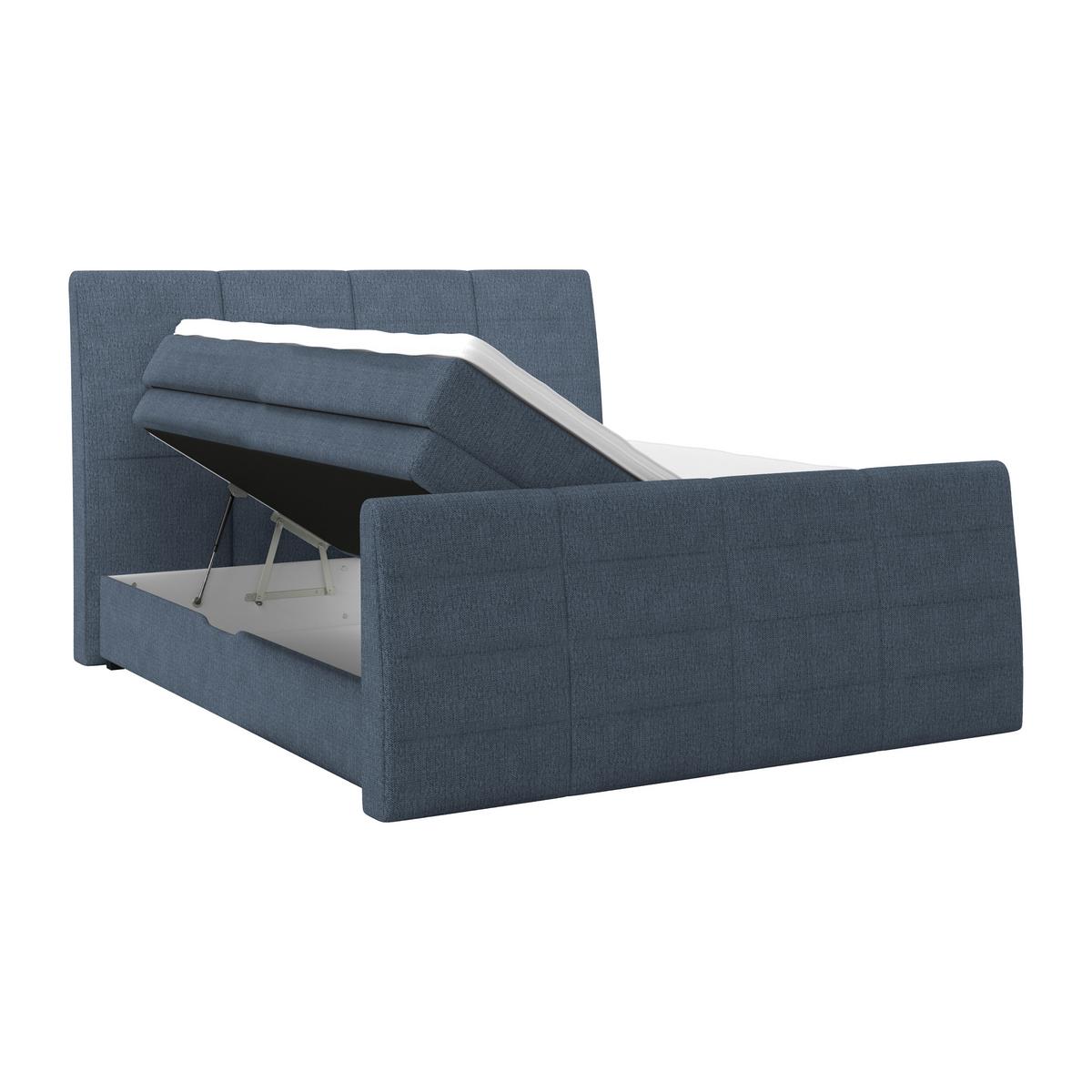 Boxspringbett Libra - Schwarz/Dunkelblau, KONVENTIONELL, Textil (180/200cm)