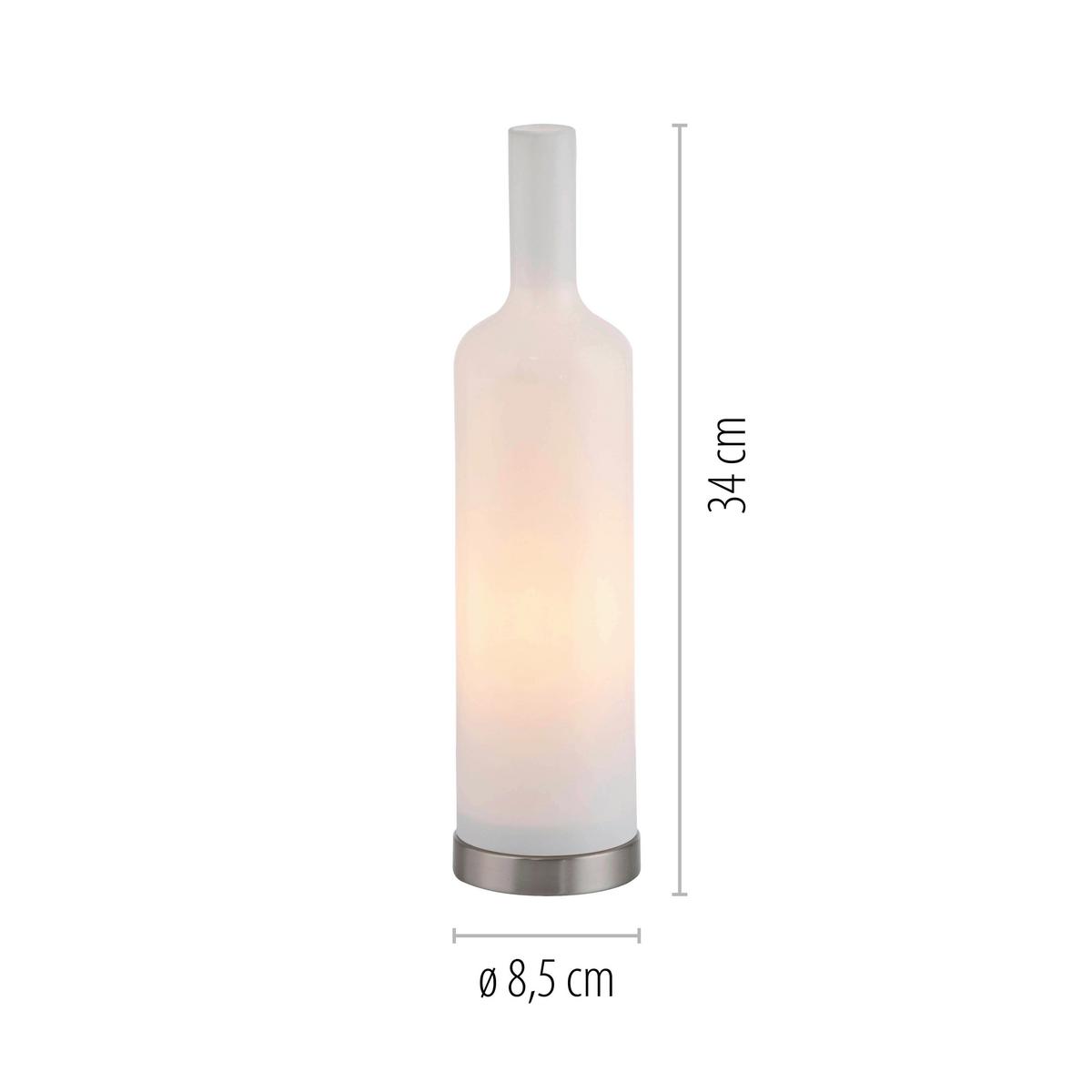 Tischleuchte, E14 14006-27 - Weiß, Basics, Glas/Kunststoff (8,5/8,5/34cm)
