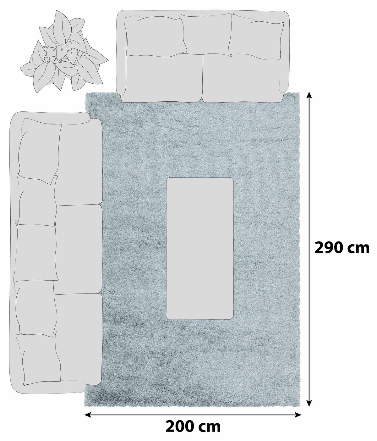 Hochflor Teppich Blau Naturfaser Fluffy 200x290 cm - Blau, Basics, Textil (200/290cm)