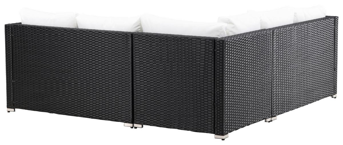 Loungegarnitur Kuba - Schwarz/Weiß, KONVENTIONELL, Glas/Kunststoff (59/180/64cm) - Gardenson