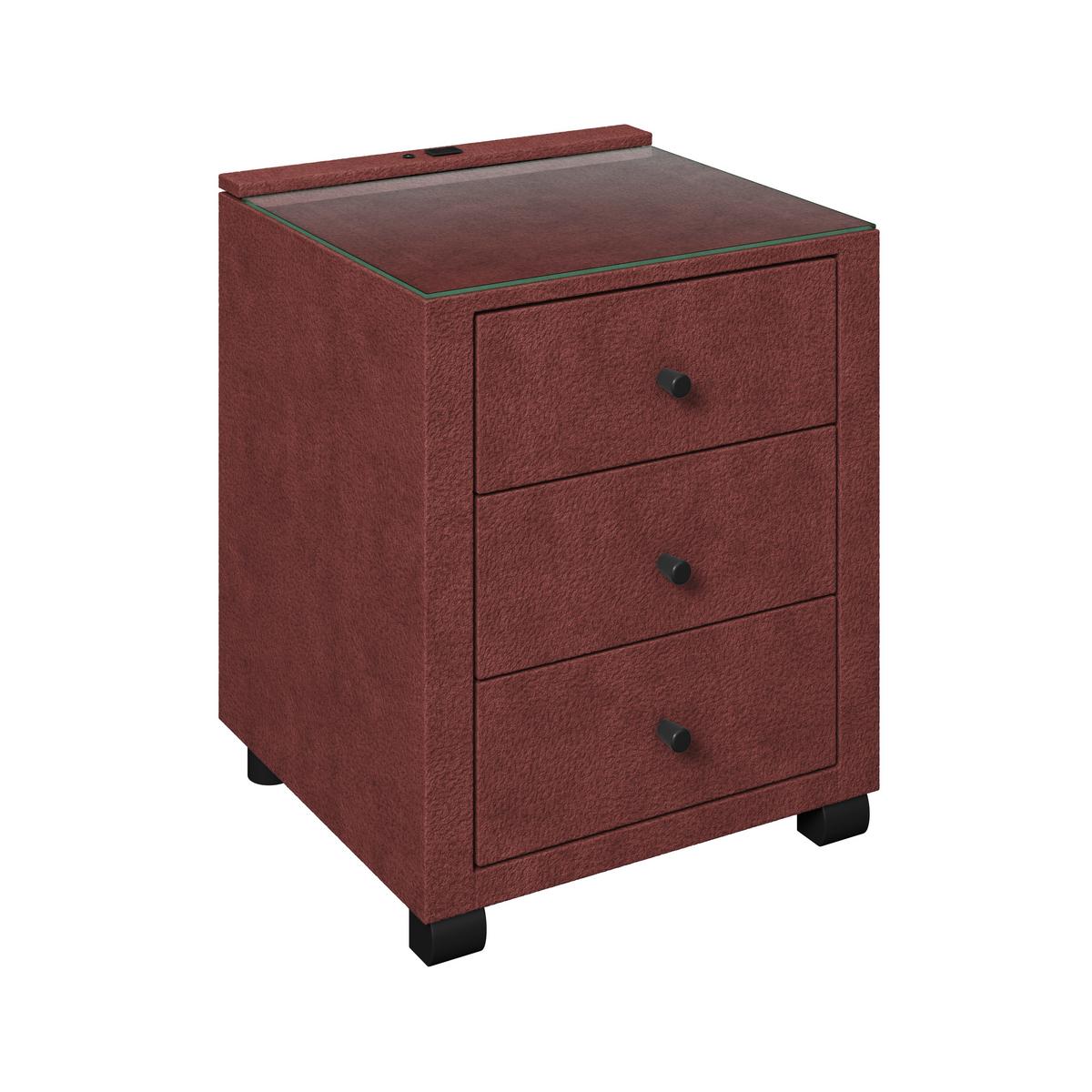 Nachtkästchen Elysia Bordeaux, B: 48cm - Bordeaux, Trend, Glas/Holz (48/68/45,5cm) - Luca Bessoni