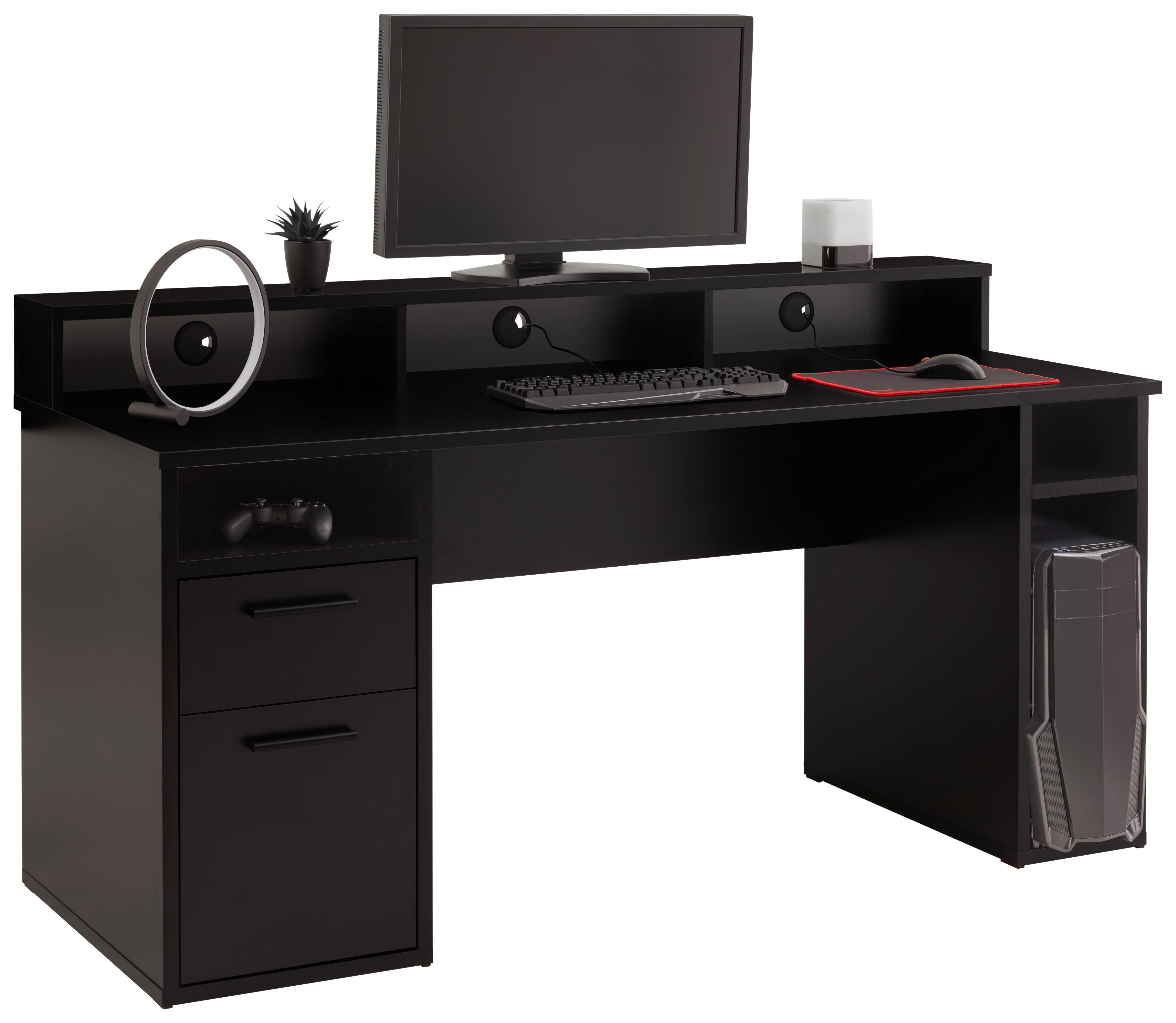 Gamingtisch Mx 200- Playtisch - Schwarz, Trend, Holzwerkstoff (165/90/67,5cm)