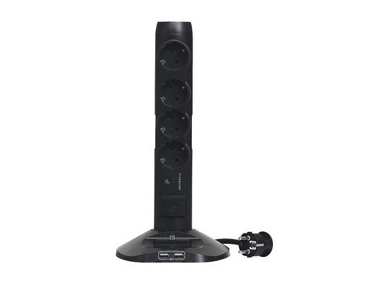 Steckdosenelement Legrand 4x Schuko 2x USB - Schwarz, KONVENTIONELL, Kunststoff (19,5/34/16cm) - Legrand Steckdosenelement Legrand 4x Schuko 2x USB - Schwarz, KONVENTIONELL, Kunststoff (19,5/34/16cm) - Legrand