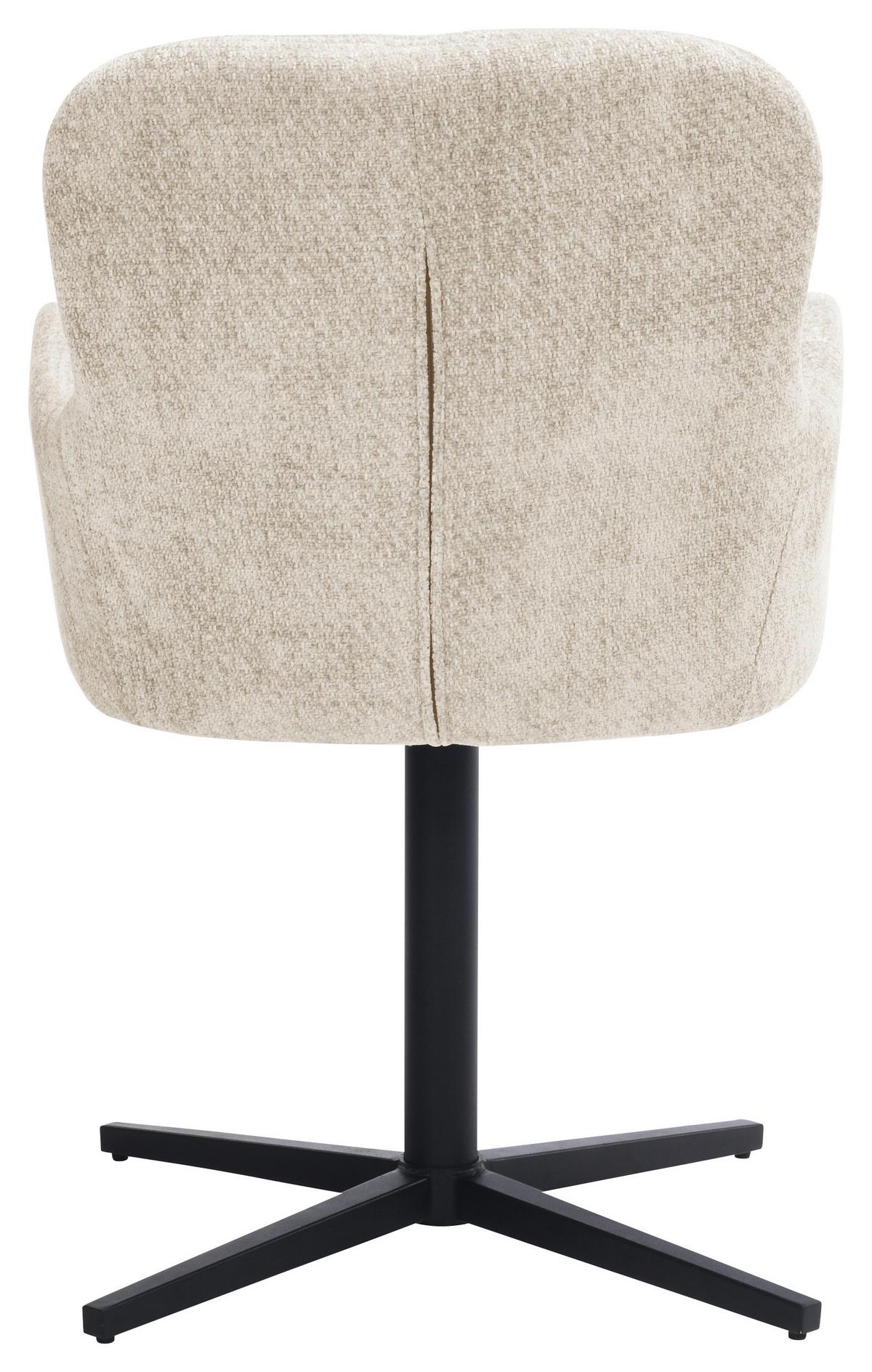 Armlehnstuhl Amber Chenille Beige, B: 56 cm - Beige/Schwarz, MODERN, Holz/Textil (57/85/63cm) - Livetastic