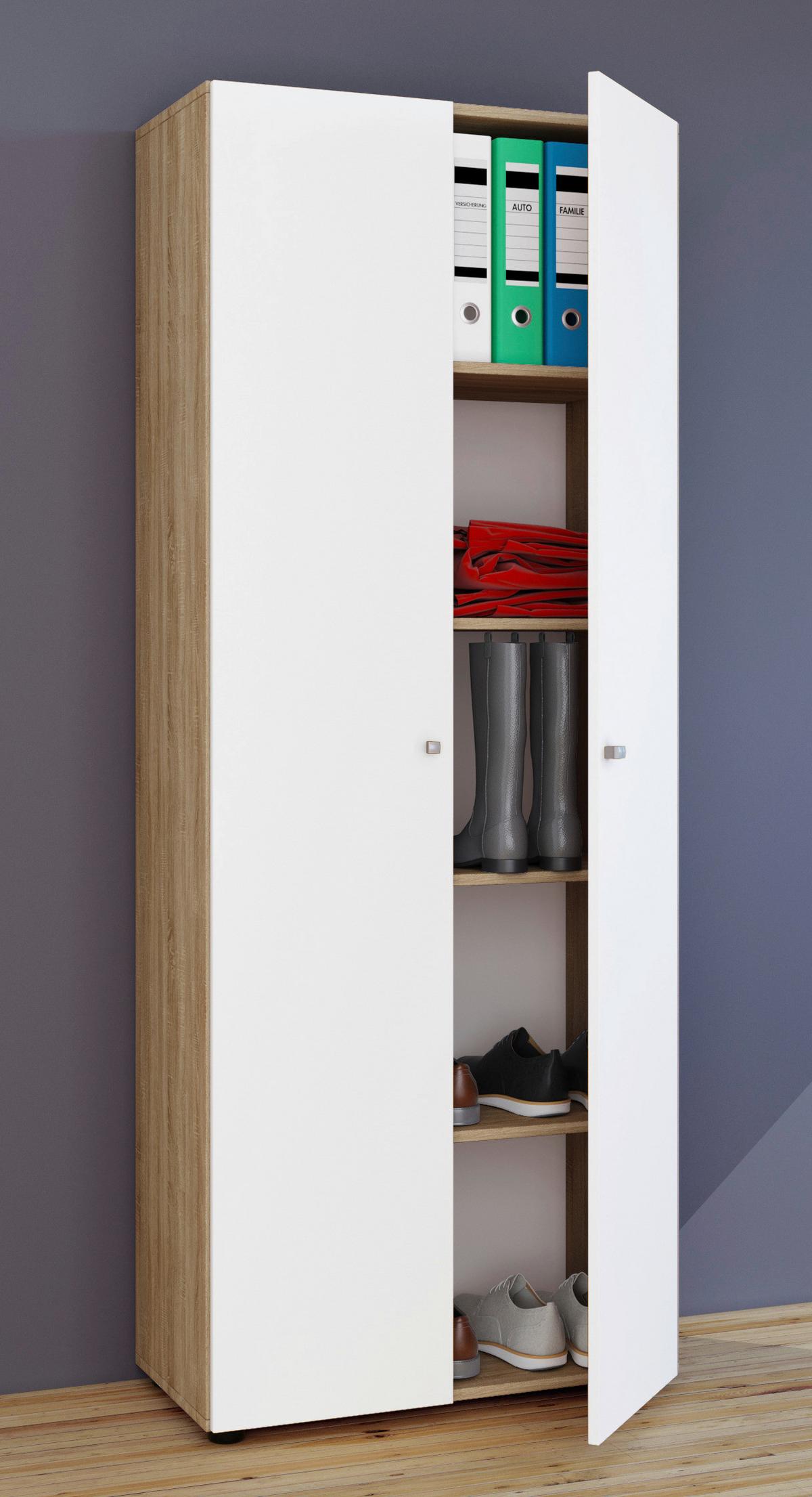 Mehrzweckschrank Vandol Weiß, Eiche Dekor B: 70 cm - Eichefarben/Schwarz, Design, Holzwerkstoff (70/178/39cm) - MID.YOU