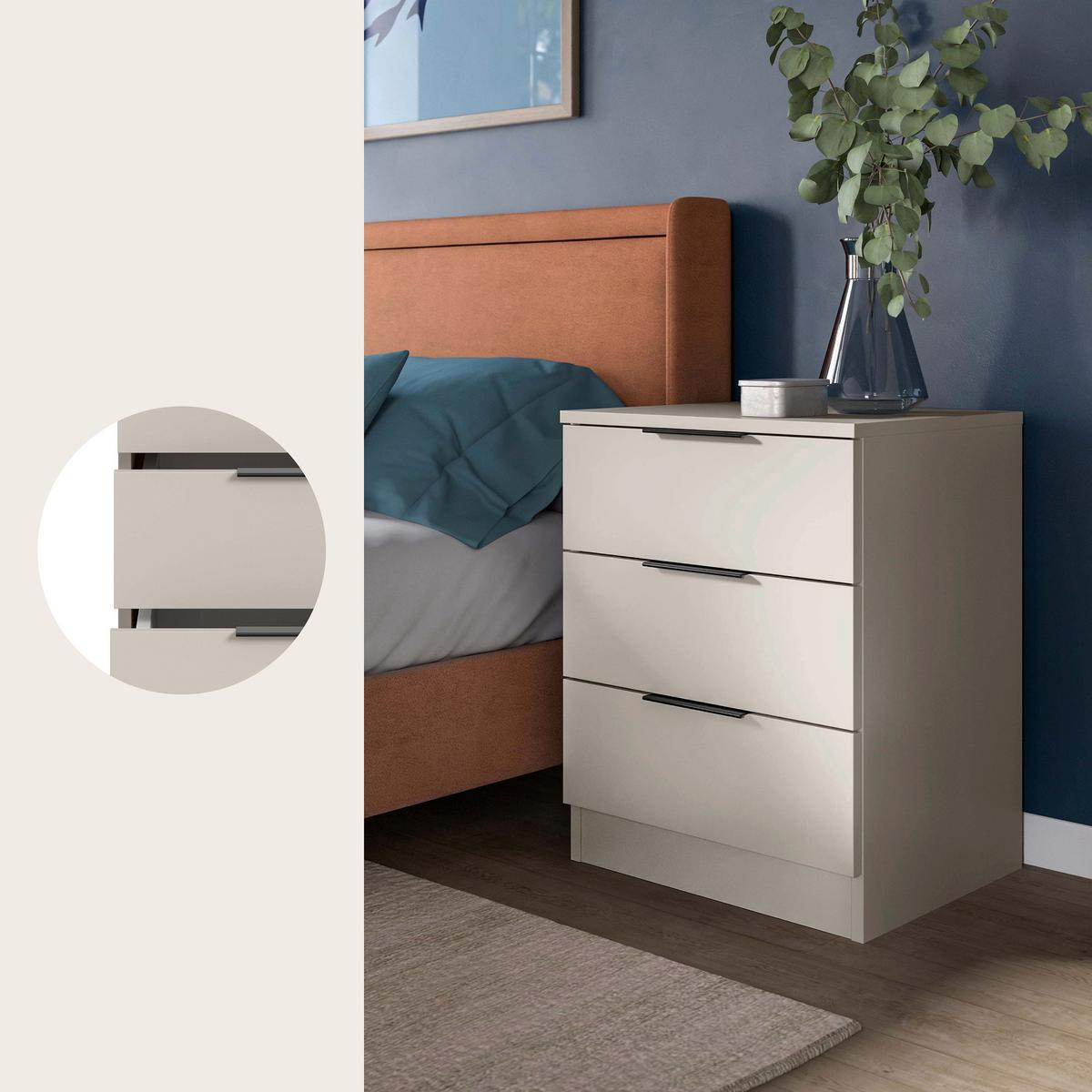 Nachtkästchen Kopenhagen Kaschmir B: 45cm - Kaschmir/Schwarz, MODERN, Holzwerkstoff (45/60/40cm) - Livetastic