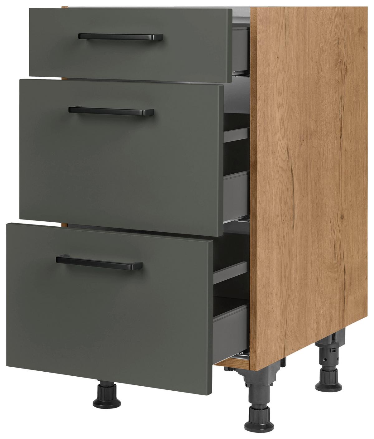 Schubkastenunterschrank Easytouch - Eichefarben/Grün, MODERN, Holzwerkstoff (45/87/56cm) - Nobilia