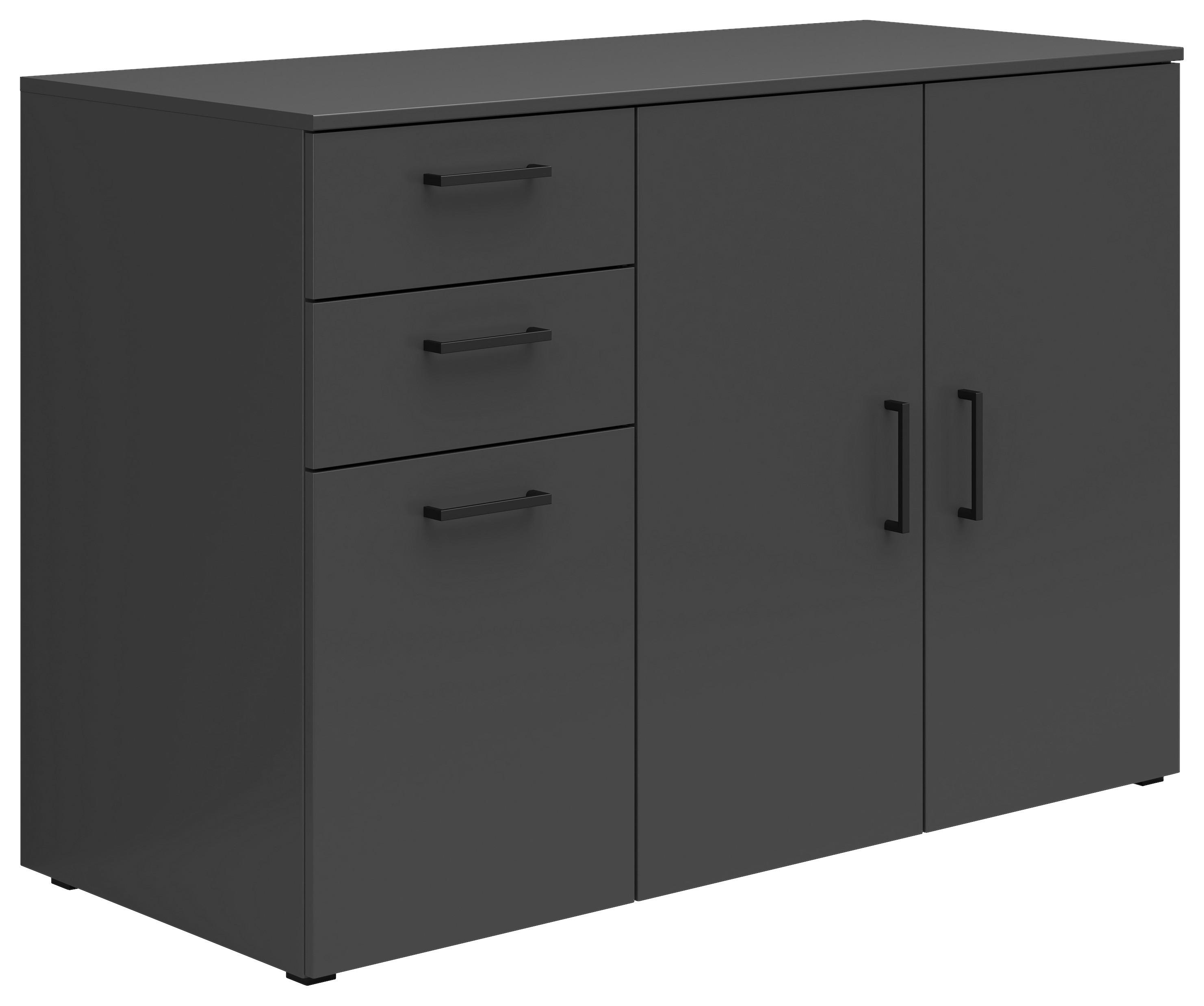 Komoda Cabinet š: 120 cm - černá/barvy grafitu, Moderní, kompozitní dřevo/plast (120/83/52cm)