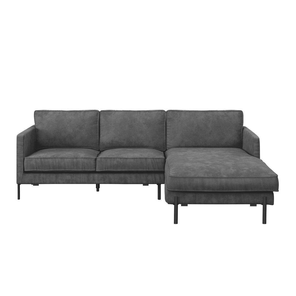 Ecksofa Yukon Dunkelgrau S: 232x154 Cm - Dunkelgrau/Schwarz, Trend, Textil (232/154cm) - Livetastic