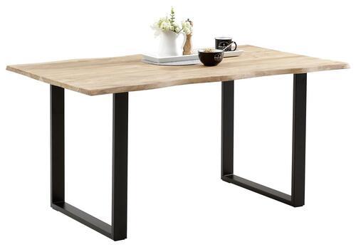 Obdĺžnikový jedálenský stôl RUNNER 160x90 cm - čierna/farba akácie, Natur, kov/drevo (160/90/76cm) - MID.YOU