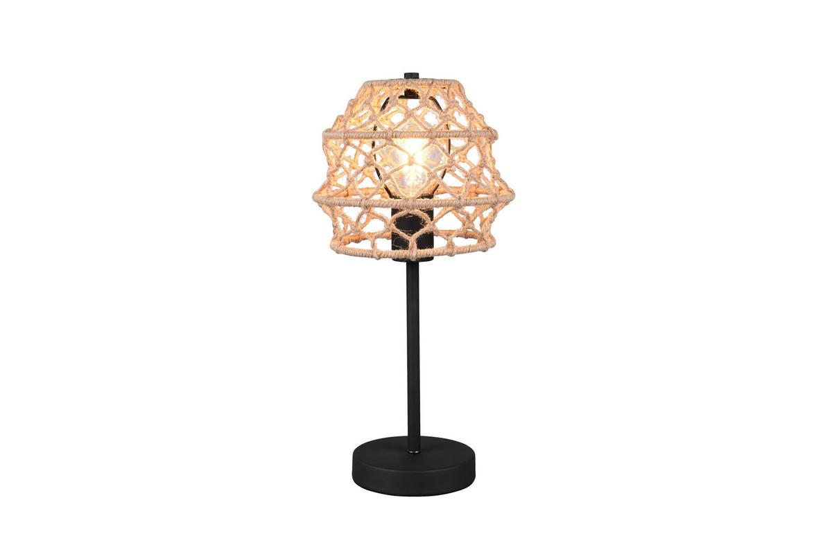Tischleuchte Hive Naturfarben Schwarz D: 20 cm - Schwarz/Naturfarben, Natur, Textil/Metall (20/42cm)
