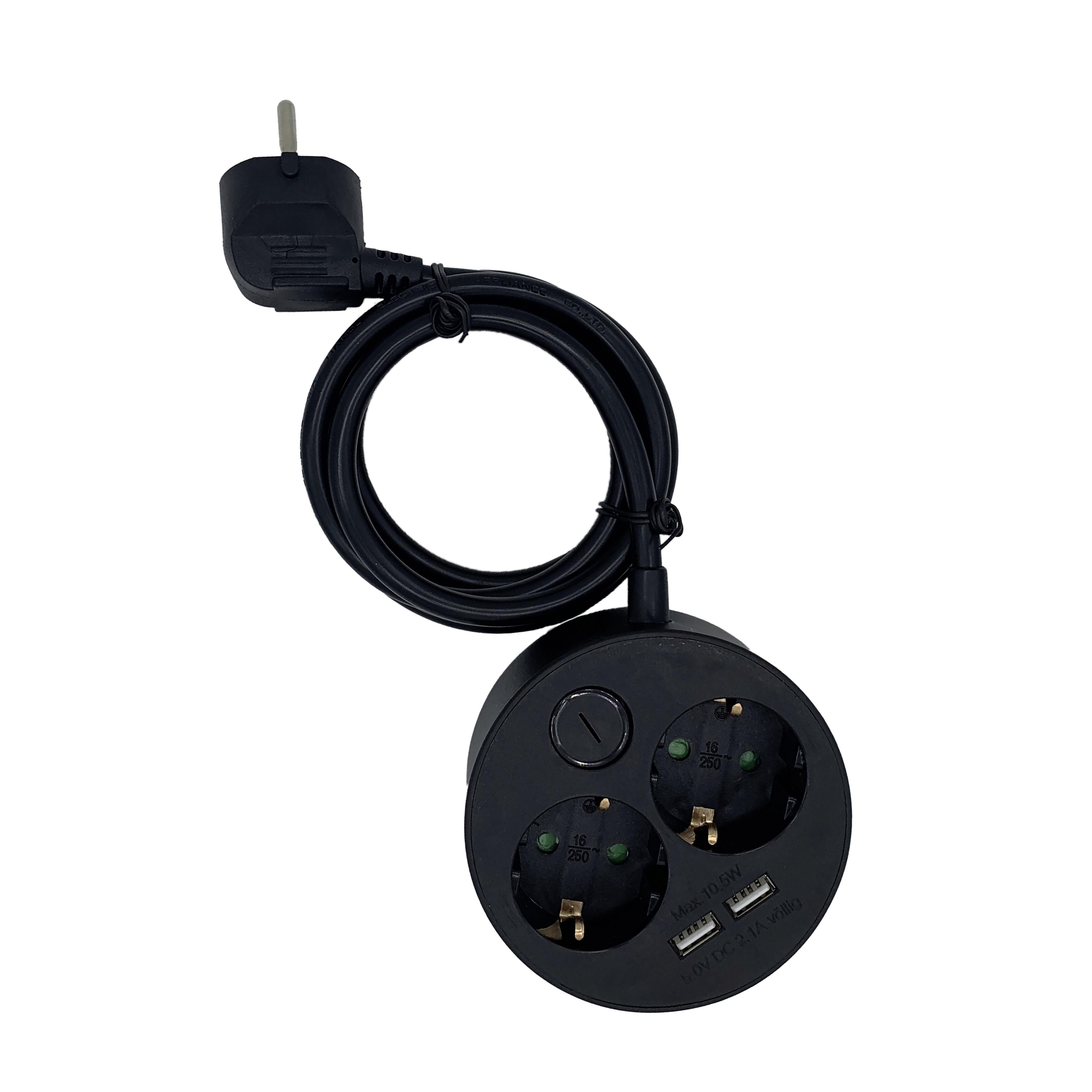 Schwarzer Verteiler mit zwei Steckdosen