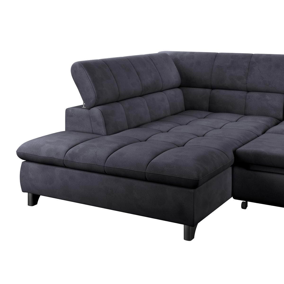 Eckbank Gemini Dunkelgrau, B: 234cm - Chromfarben/Dunkelblau, KONVENTIONELL, Textil (234/312cm)