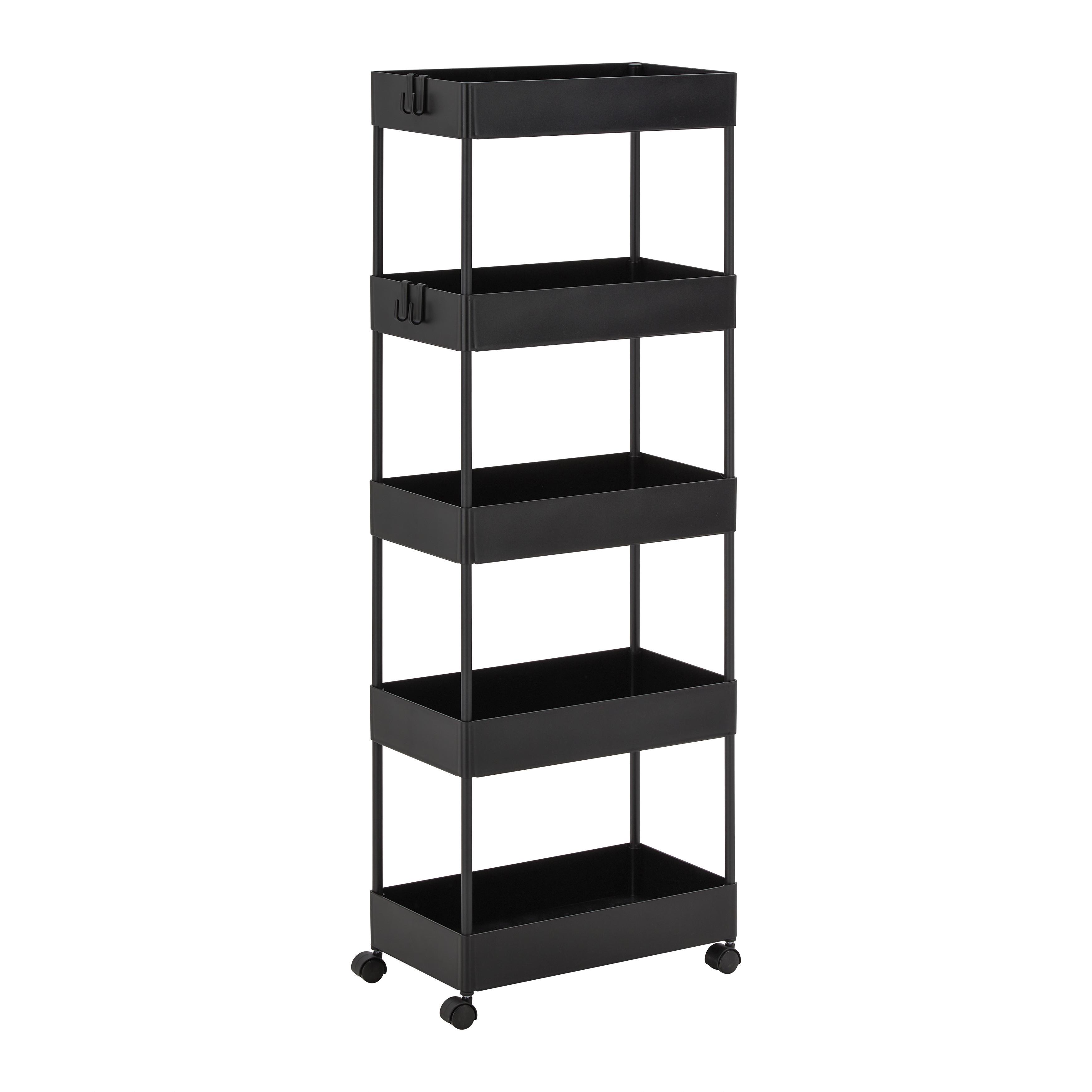 Regál na kolečkách SANDRO černý - černá, Moderní, kov/plast (22/116/40cm) - P & B