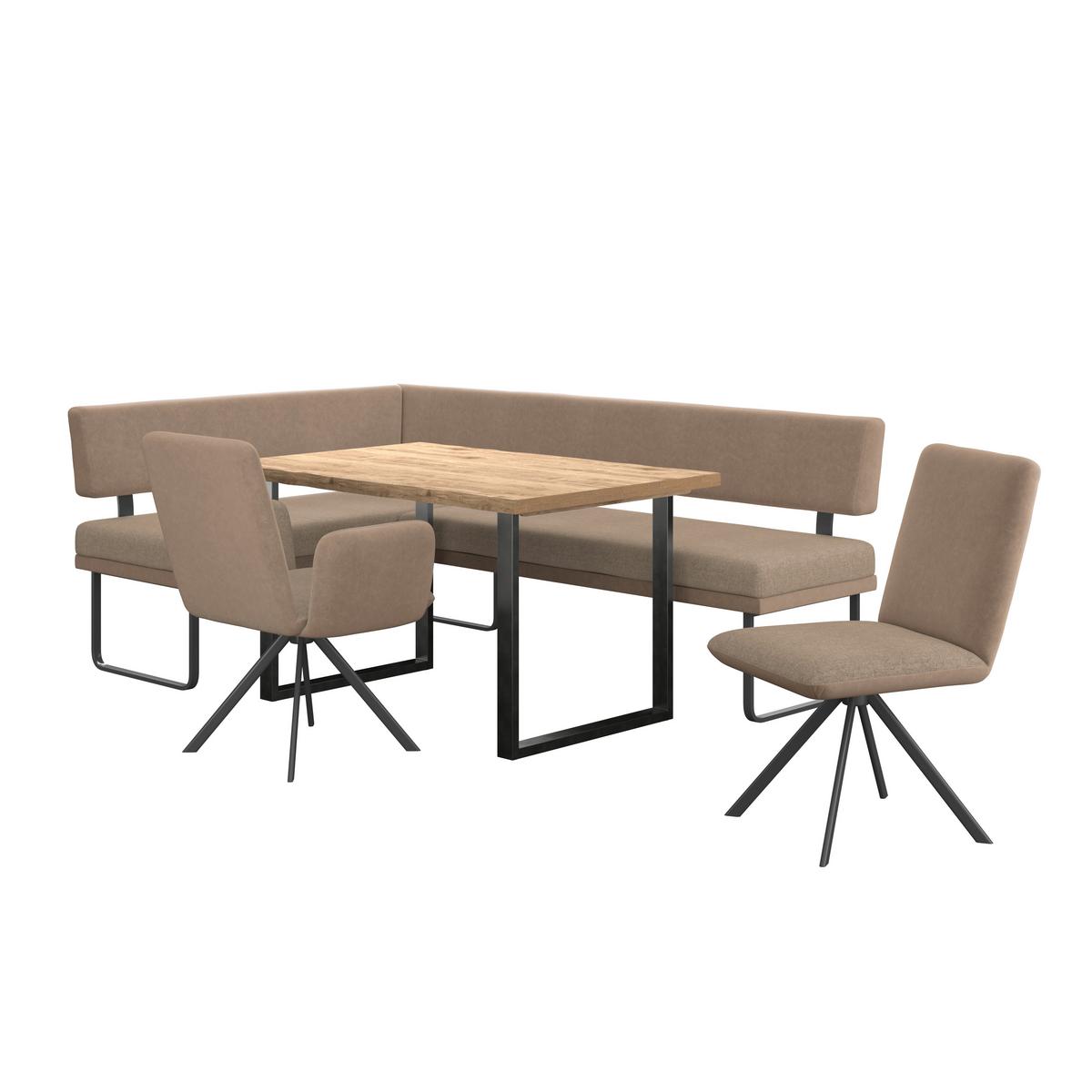 Eckbank Kian Webstoff Braun,  S:164x233 cm - Schwarz/Braun, Trend, Textil/Metall (164/233cm)