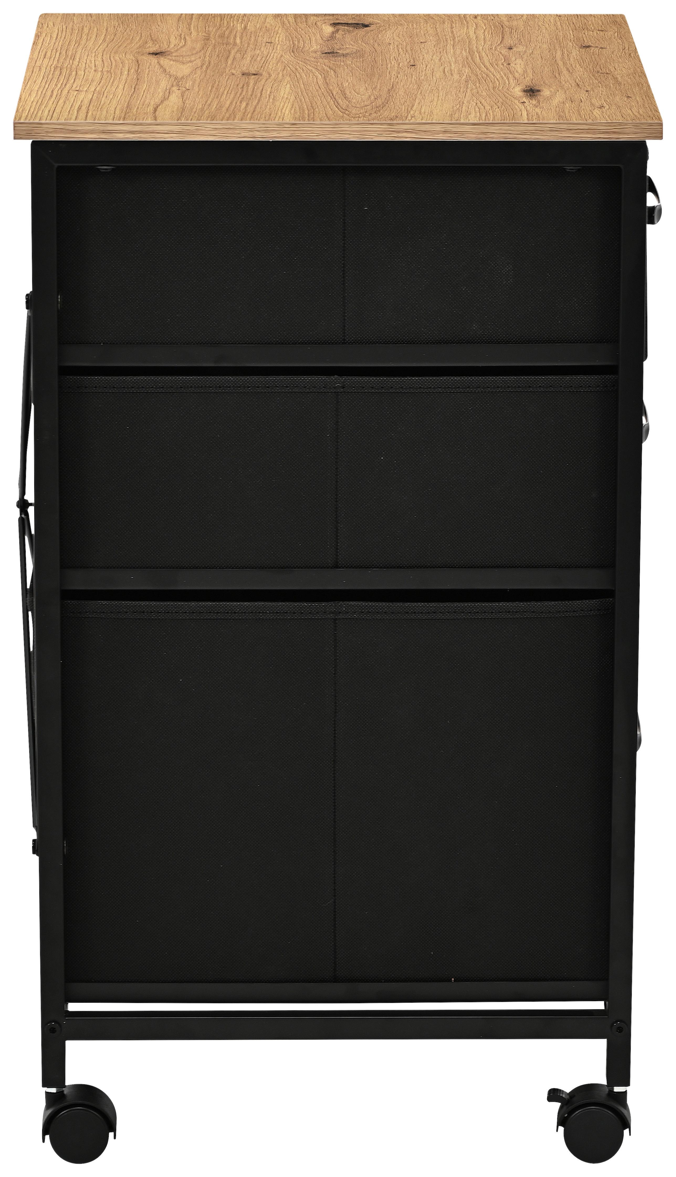Rollcontainer Rolly Schwarz/Eiche Artisan B: 40 cm - Schwarz/Eiche Artisan, MODERN, Holzwerkstoff/Textil (40/68/40cm)