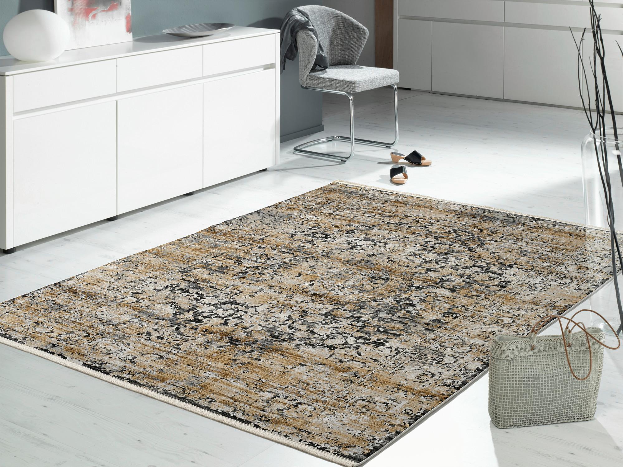 Webteppich Grau/Goldfarben Le Mans 140x200 cm - Goldfarben/Grau, Design, Textil (140/200cm) - Dieter Knoll