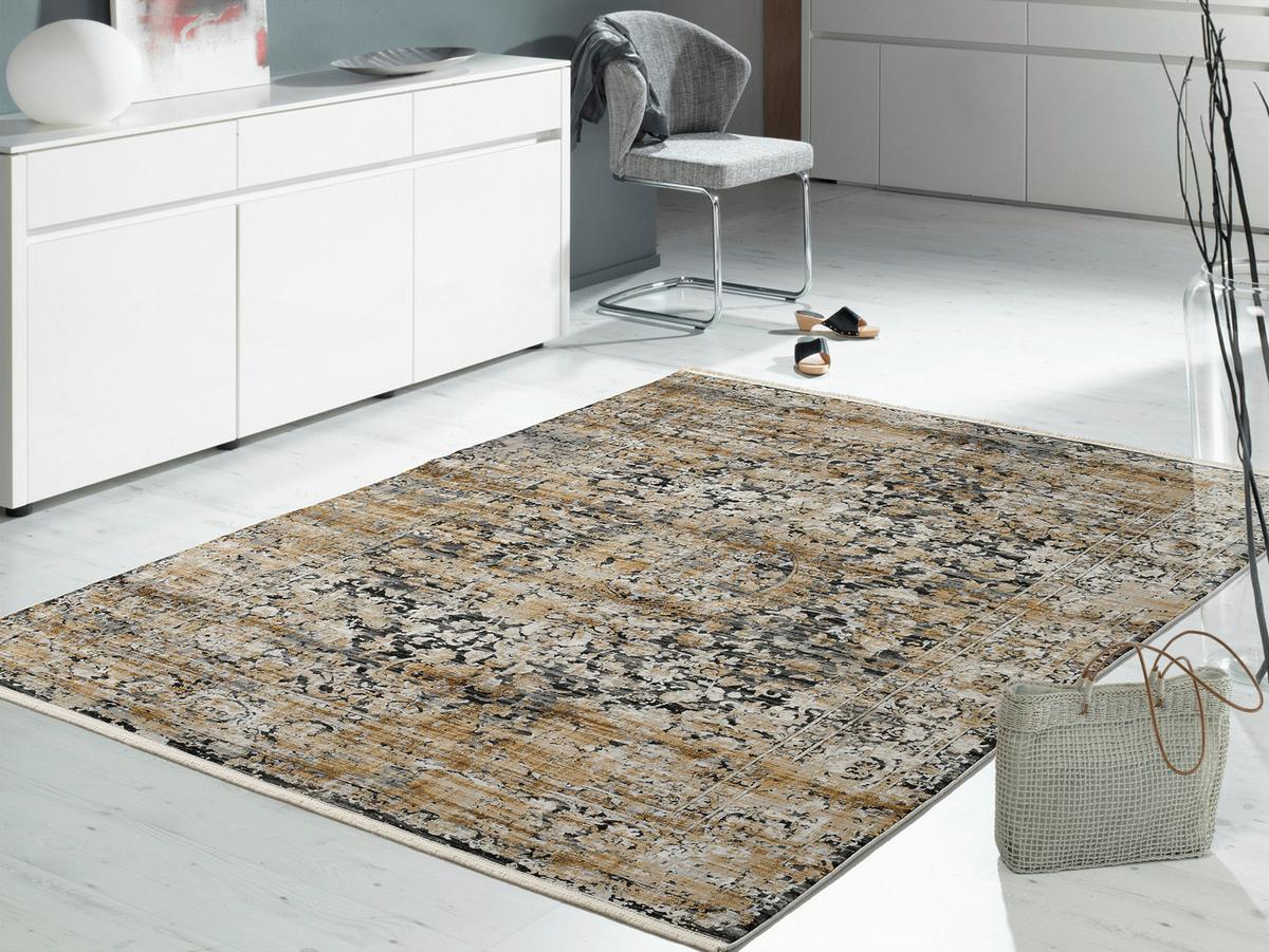 Webteppich Grau/Goldfarben Le Mans 140x200 cm - Goldfarben/Grau, Design, Textil (140/200cm) - Dieter Knoll