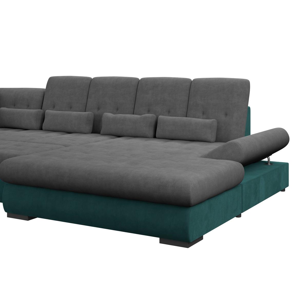 Wohnlandschaft Madera Anthrazit S: 212x358 cm - Türkis/Anthrazit, KONVENTIONELL, Kunststoff/Textil (212/358/190cm)
