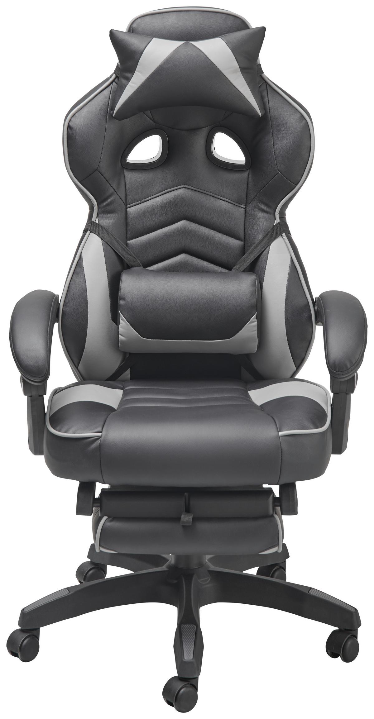 Gamingstuhl Yaira - Schwarz/Grau, LIFESTYLE, Holz/Kunststoff (68,5/116-124/65cm) - Livetastic