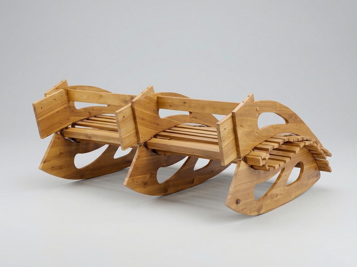 Schaukelliege für 2 Personen LxBxH: ca. 156x120x72 cm - Akaziefarben, Basics, Holz (156/120/72cm) - Prestige Home