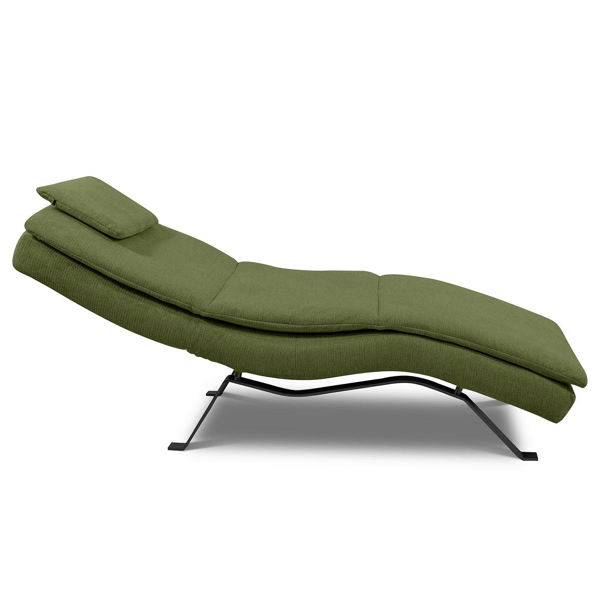 RELAXLIEGE Grün, B: 65 cm - Schwarz/Grün, Design, Leder (65/95/171cm) - Celina Home