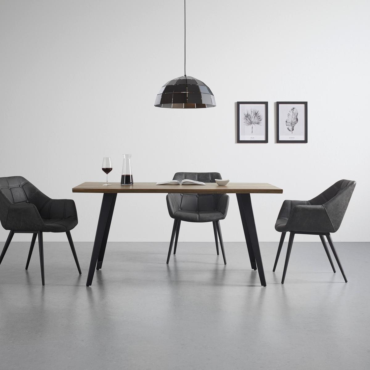 Jídelní stůl DIEGO 160 - černá/barvy dubu, Moderní, kov/kompozitní dřevo (160/76/90cm) - Bessagi Home