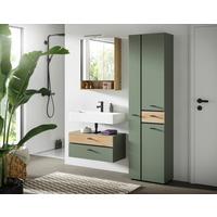Badezimmer Aqua Grün/Eichefarben B: 126cm - Eichefarben/Schwarz, Trend, Glas/Holzwerkstoff (126cm) - MID.YOU