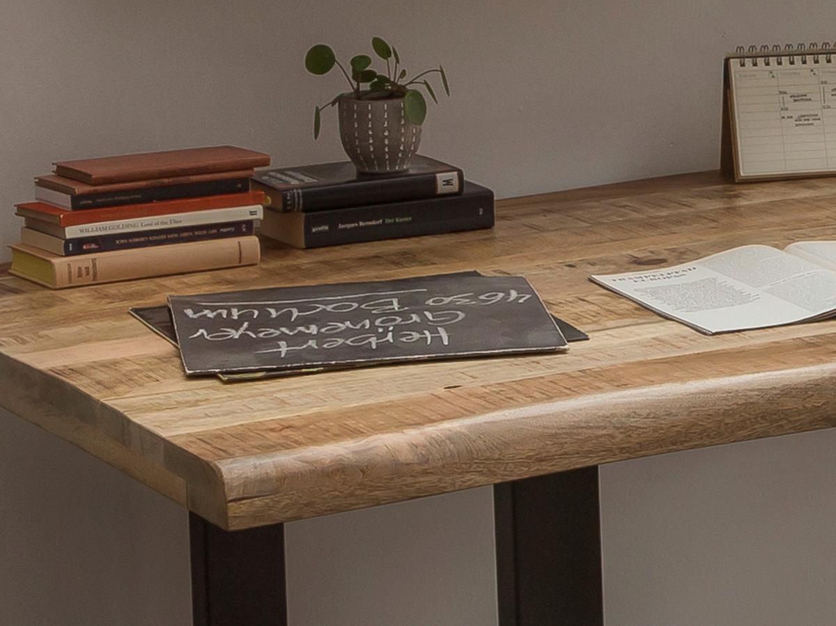 ESSTISCH Schwarz/Naturfarben L: 160cm - Schwarz/Naturfarben, MODERN, Holz/Metall (160/90/76cm) - MID.YOU