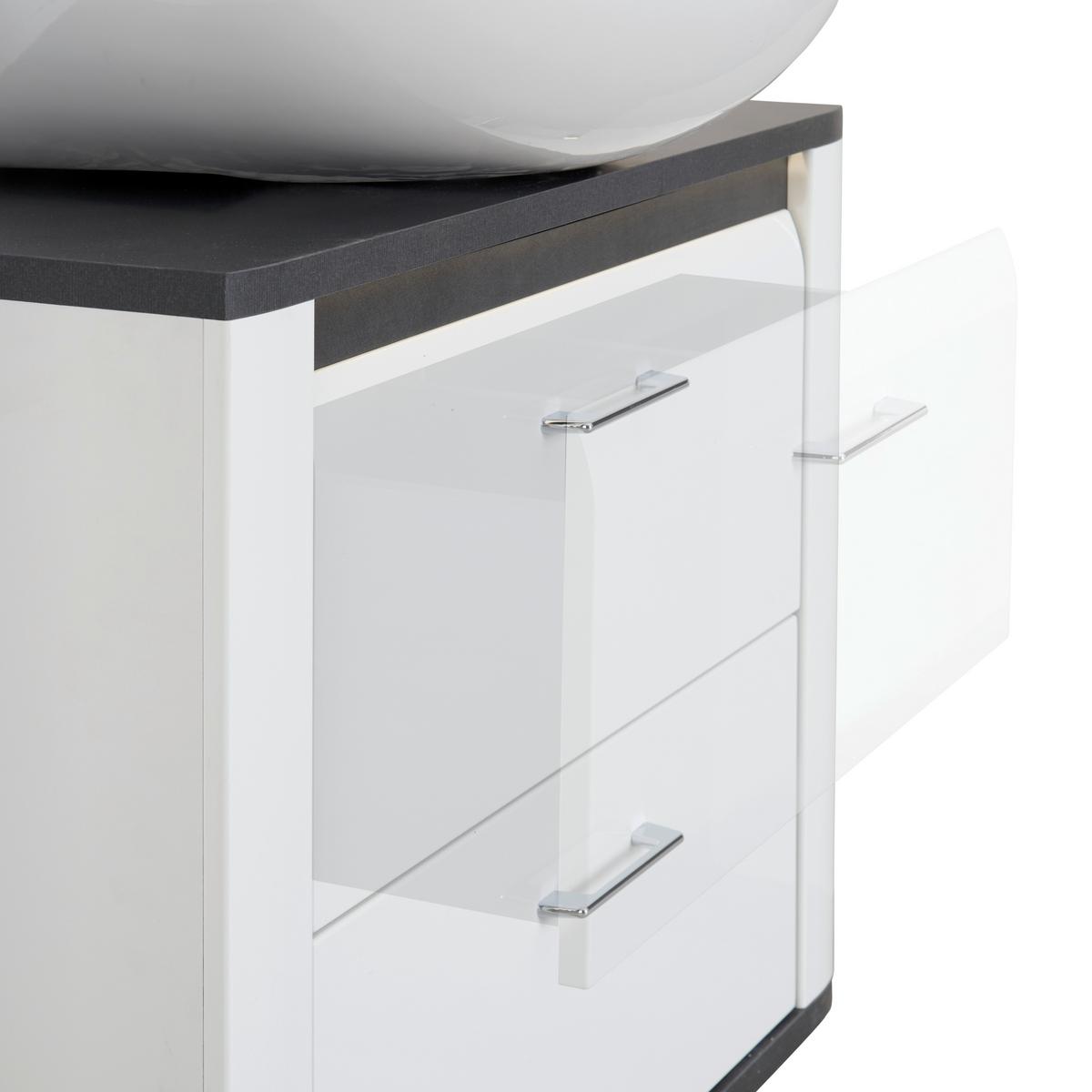 Waschbeckenunterschrank Alassio B: 80 Cm, Weiß - Schwarz/Weiß, MODERN, Holzwerkstoff (80/65,5/33cm) - Luca Bessoni