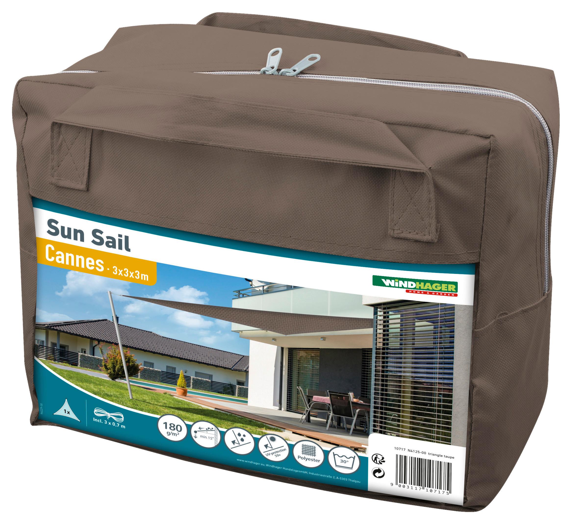 Sonnensegel Dreieckig 3x3x3 M - Taupe, Basics, Kunststoff (300/300/300cm)