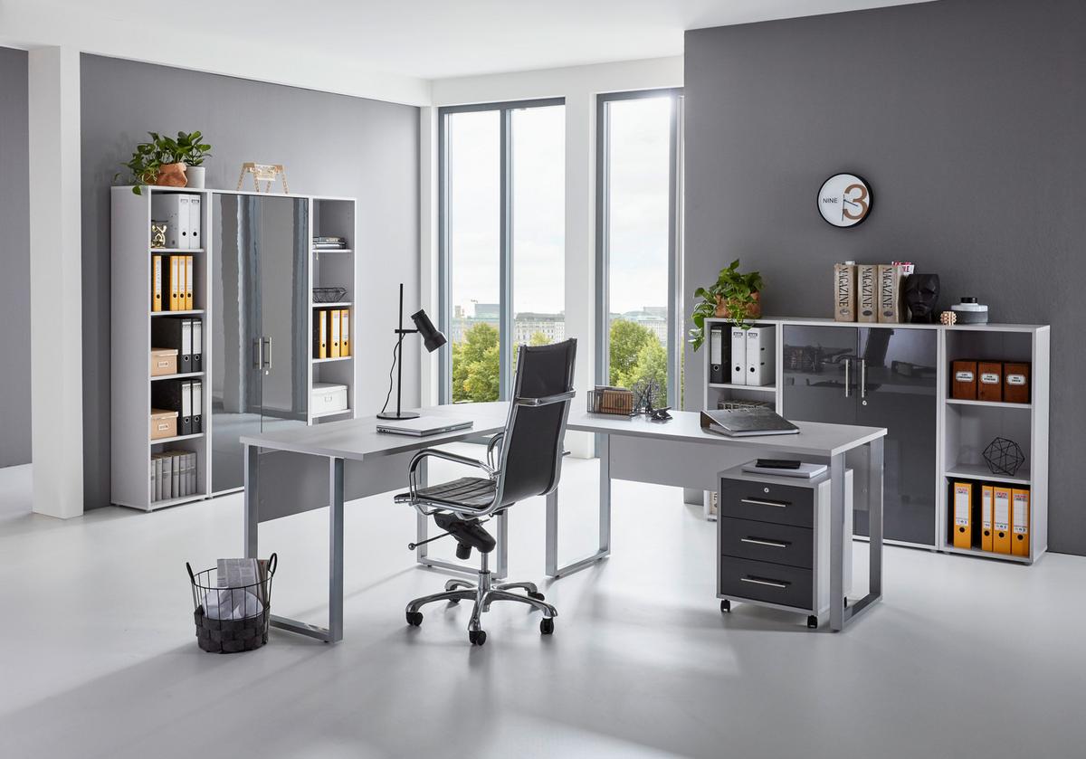 Aktenschrank Office Edition - Anthrazit Hochglanz/Grau, MODERN, Holzwerkstoff (84,5/114/33cm) - MID.YOU