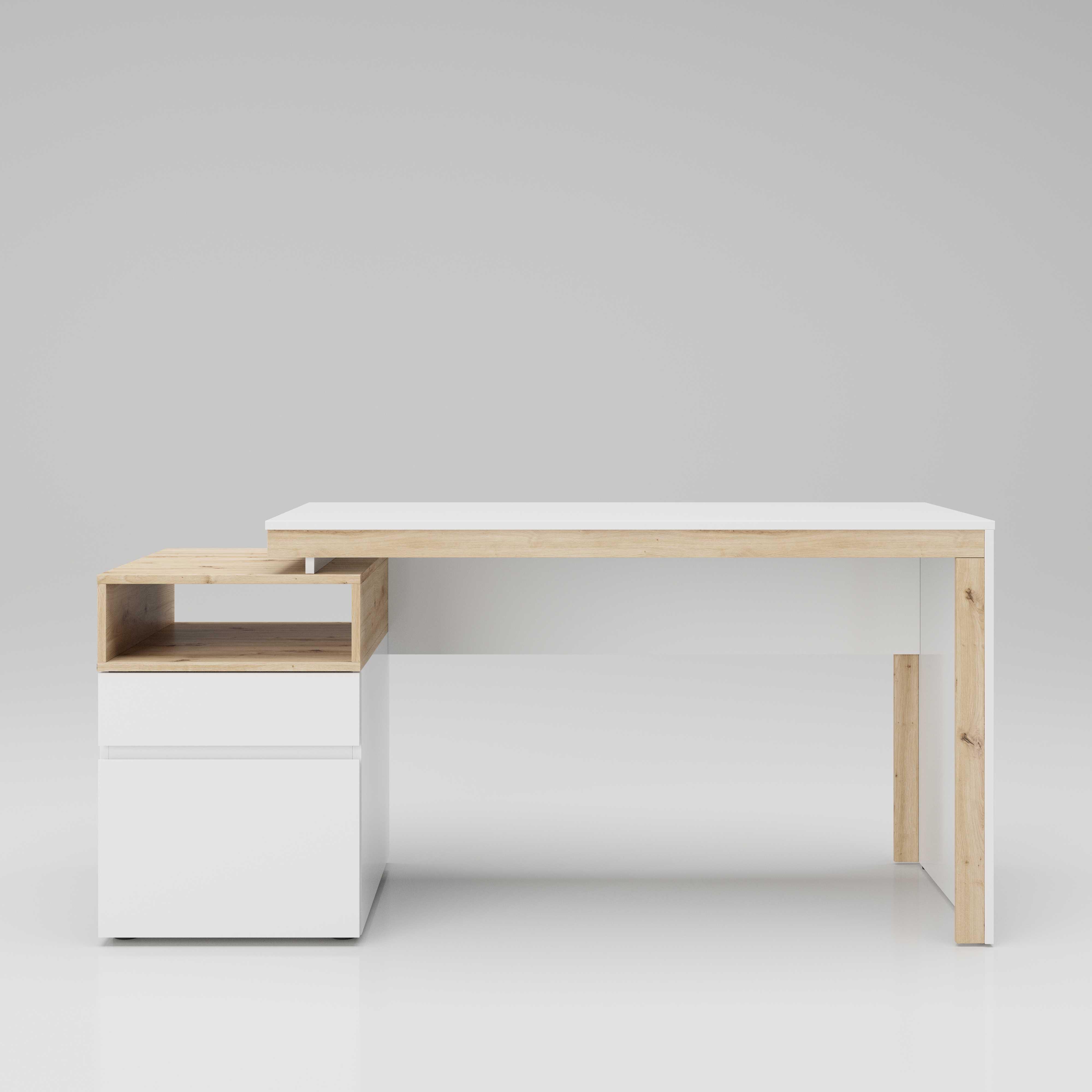 Schreibtisch Santiago - Weiß/Eiche Artisan, MODERN, Holz (160/76/60cm) - MID.YOU