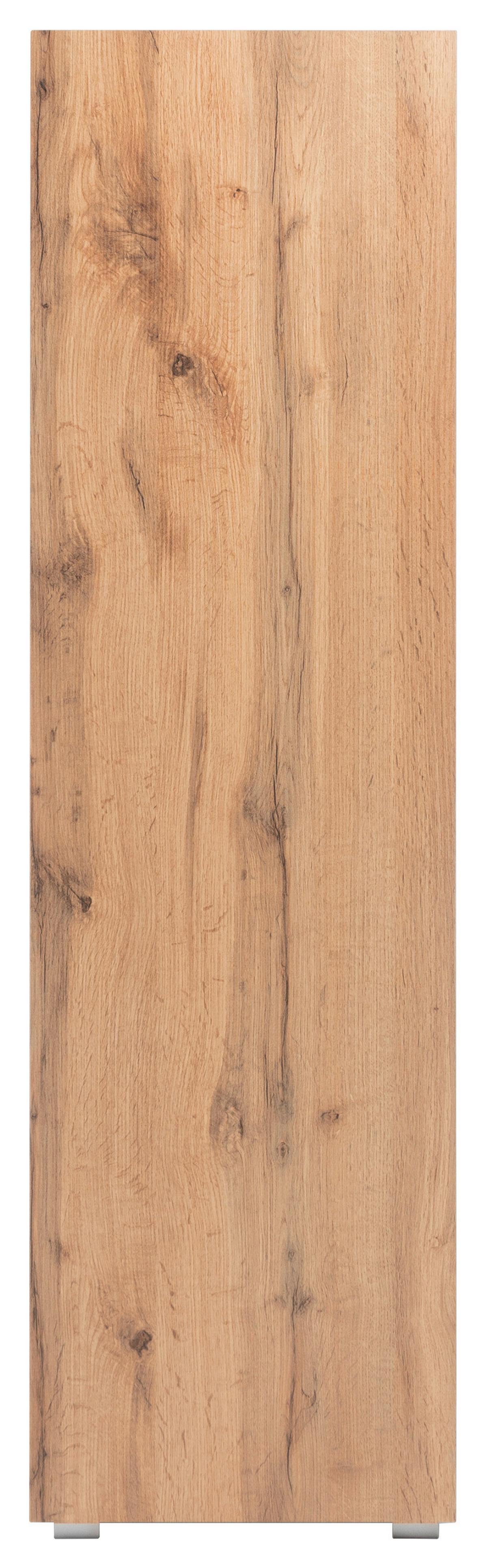 Regal mit Laden Image B: 85 cm Eiche Dekor - Eichefarben/Silberfarben, KONVENTIONELL, Holzwerkstoff (85/131/37cm) - MID.YOU