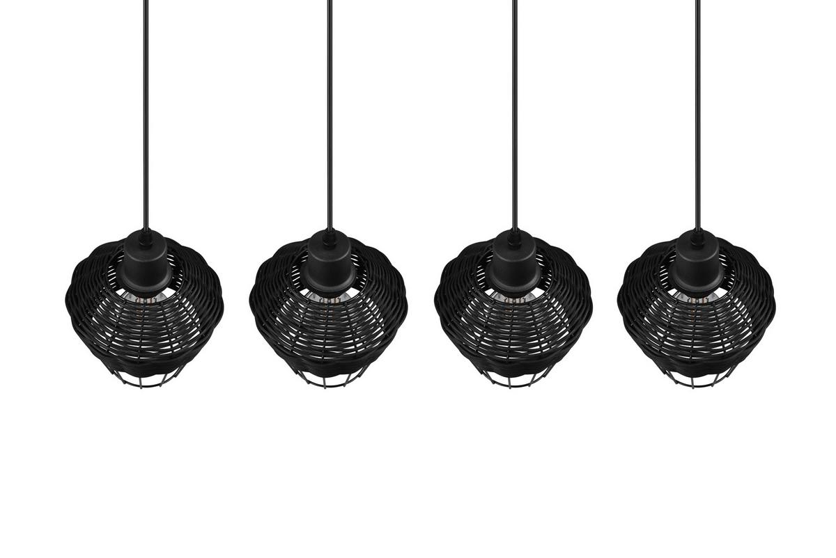 Hängeleuchte Borka H: 150 Cm 4-Flammig - Schwarz, ROMANTIK / LANDHAUS, Holz/Metall (95/150/17,5cm)