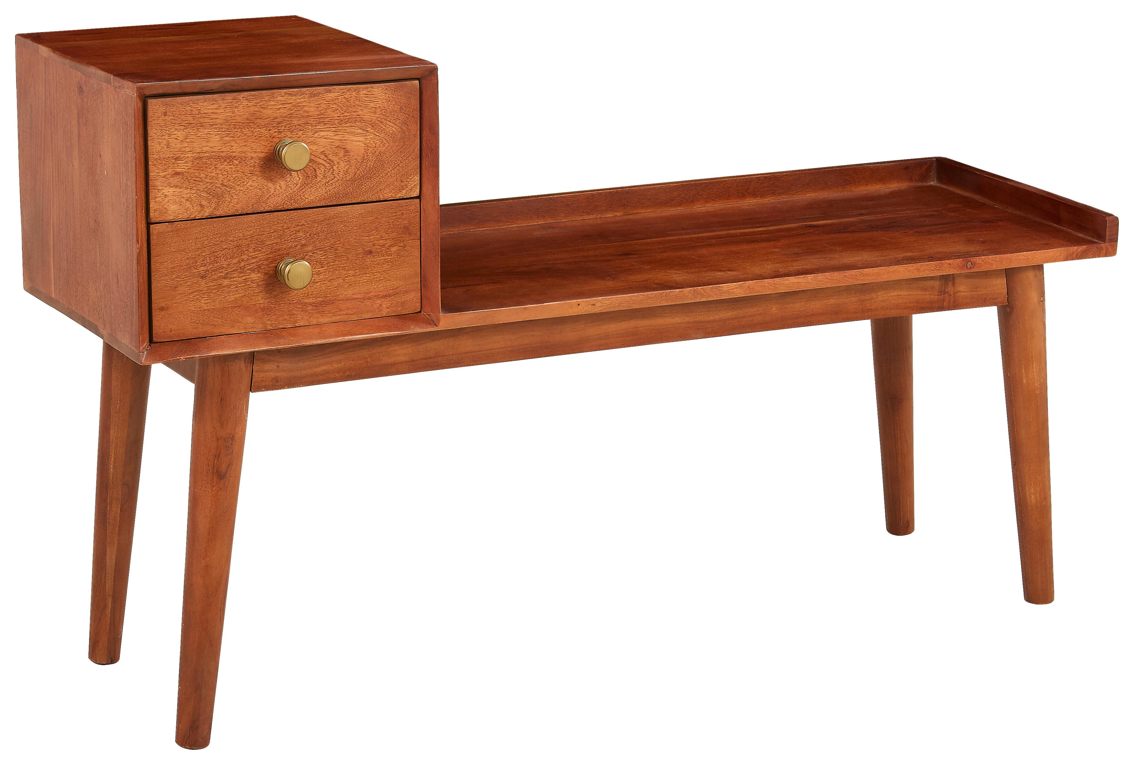 Garderobenbank Settanta B: 110cm 2 Laden Akazie Massiv - Akaziefarben, Natur, Holz (110/65/35cm) - Livetastic