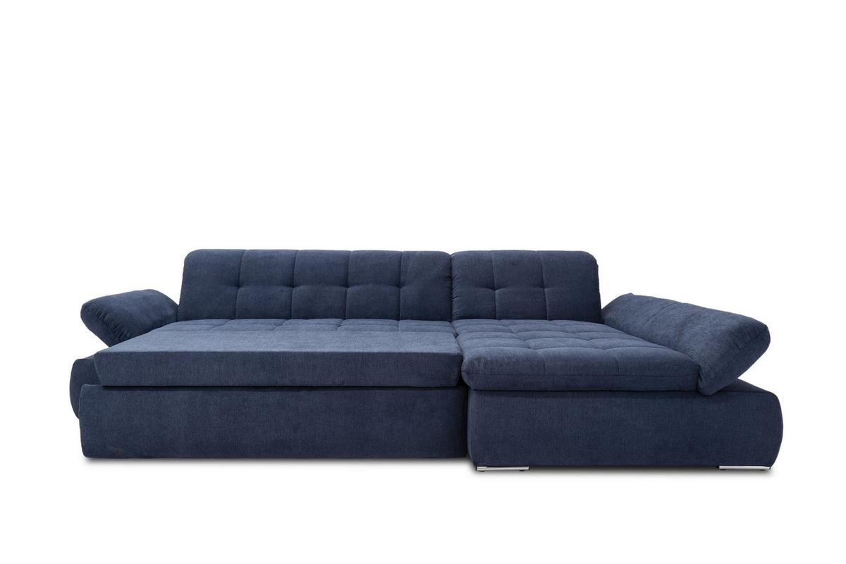 Ecksofa Mit Schlaffunktion Moric Dunkelblau Mikrofaser - Chromfarben/Dunkelblau, KONVENTIONELL, Textil (300/172cm) - MID.YOU